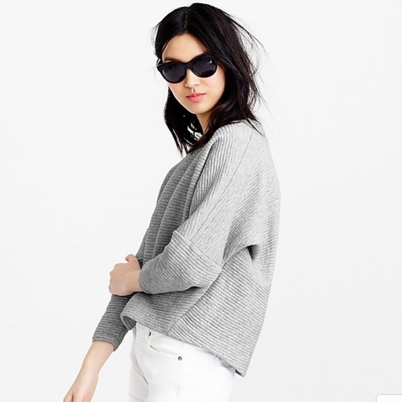 J. Crew Tops - J. Crew collection grey ribbed cropped sweatshirt